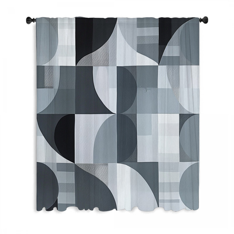 Rideaux à motifs abstraits et voilages à motifs - 1 panneau, L 50 po x L 96 po