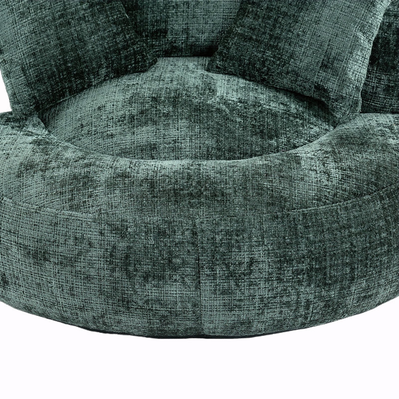 Fauteuil à billes à dossier haut avec dossier confortable Lazy Sofa, Chenille émeraude 