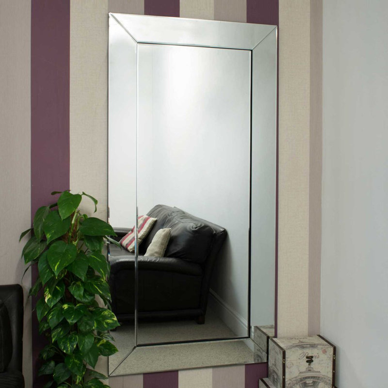 Phillip Glass Flat Wall Mirror, 174cm H x 85cm W