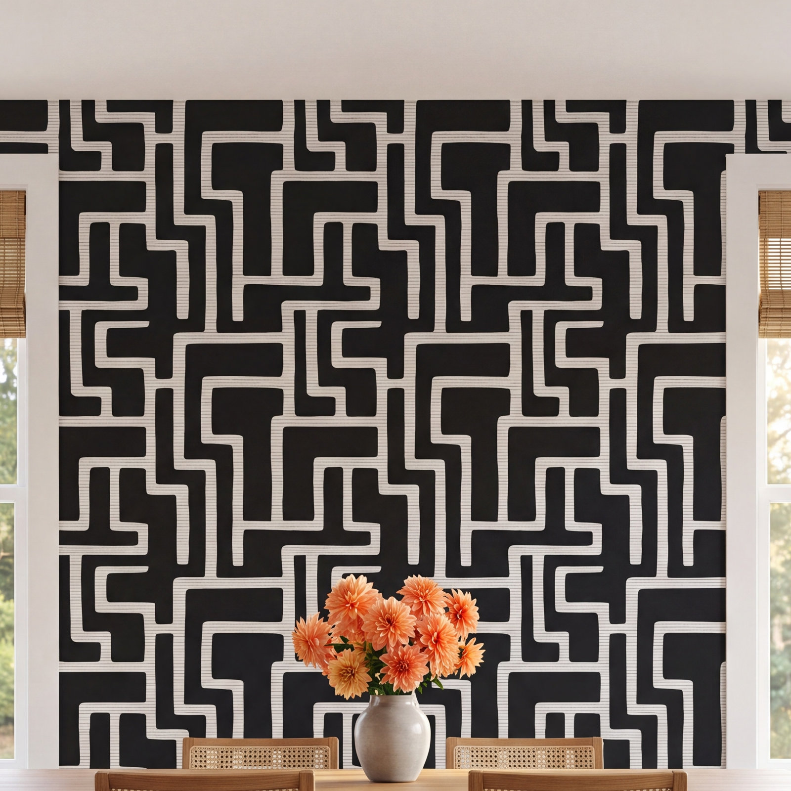 Willem Geometric Wallpaper, Black/White