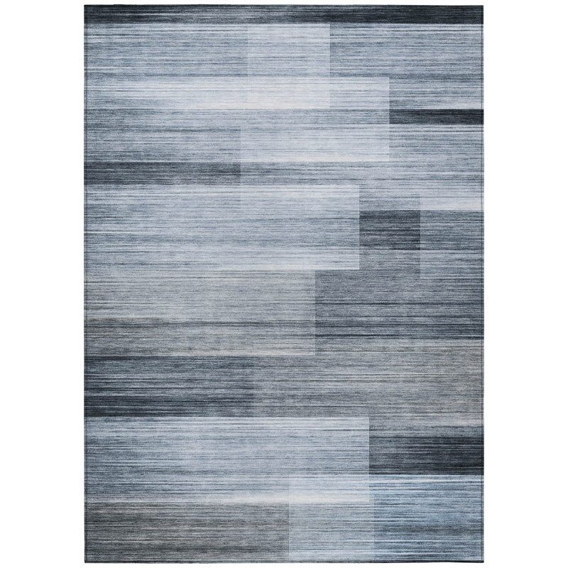 Machine Washable Indoor/Outdoor Xhevrie Denim Rug, Rectangle 2'6" x 3'10"