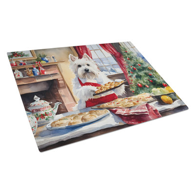 Westie Christmas Cookies Glass Cutting Board