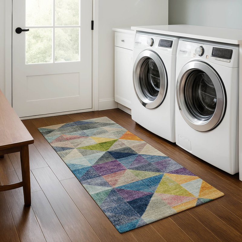 Premium Machine Washable Ariel Geometric Rug, Runner 2'3" x 7'6"