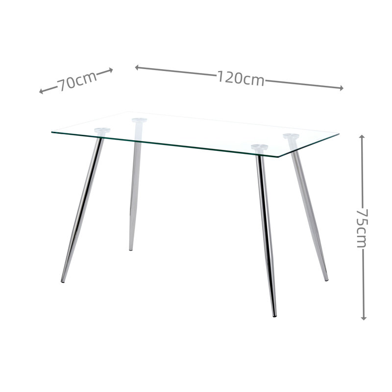 Bircan Glass Top Metal Base Dining Table
