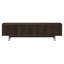 Meuble télé 70 po pour téléviseur de 75 po ou moins avec portes cannelées, rangement et gestion des câbles - Console média de salon Mid-Century moderne en aulne brun | Whitman-948202710-998068561