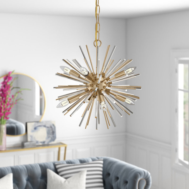 Lustre sphérique Spoutnik à 8 lumières Jazmin, Laiton rétro