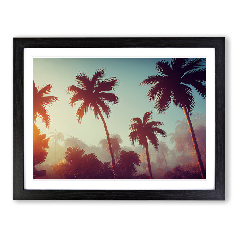 Revered Palm Trees - Single Picture Frame Print, Black Framed, 34cm H x 46cm W x 2cm D