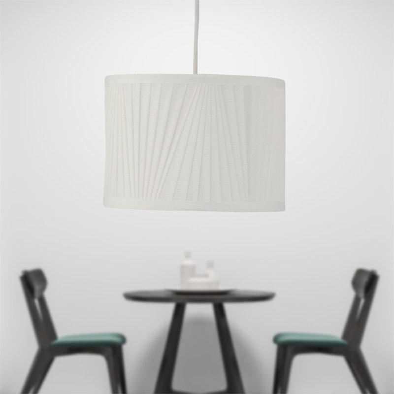 18cm H Silk Drum Pendant Shade ( Uno ) in White