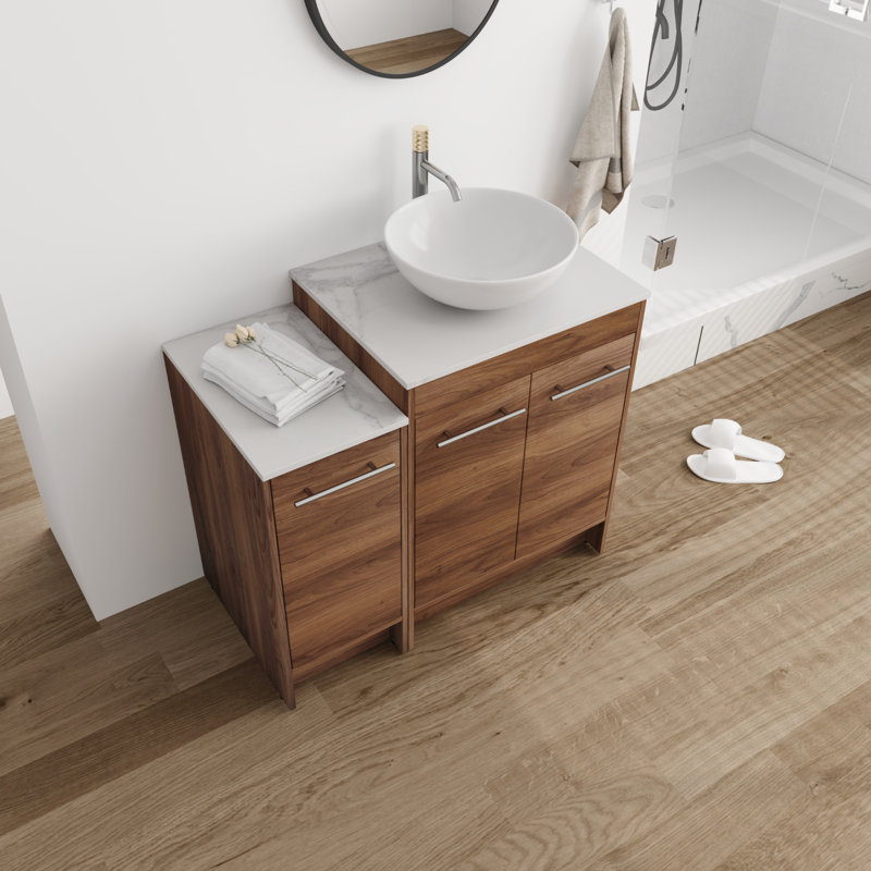 Meuble-lavabo simple 35,74 po avec plateau en pierre Anneke