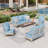 7 Person Outdoor Patio Conversation Set With Fire Pit Table, Rocking Lounge Chairs, & Loveseat-1032443669