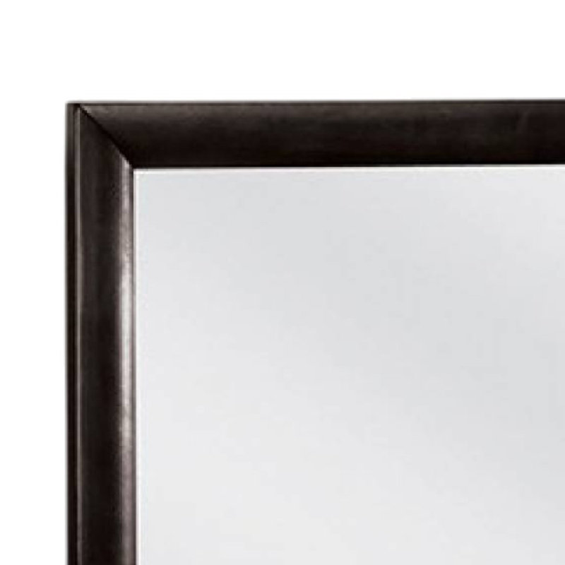 Miroir de salle de bain en bois massif brun foncé cerise foncé Simo, Noir, Horizontale