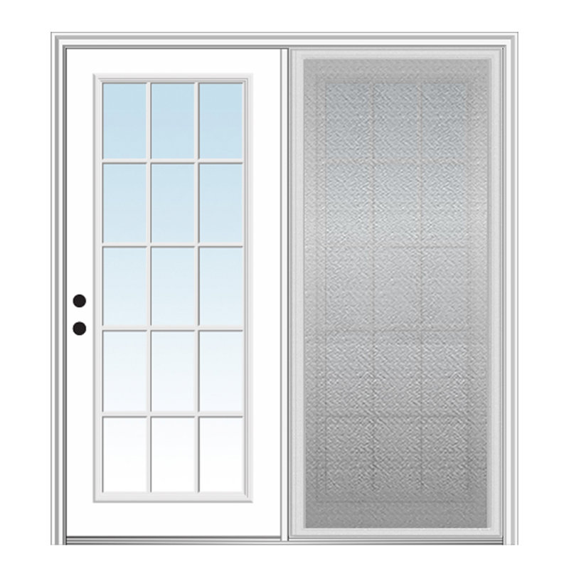 Porte de patio débloquée à grilles extérieures claires, H 80 po x l 72 po x P 1,75 po, S'ouvre à droite vers l'intérieur