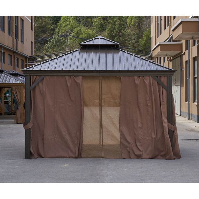 Outdoor Permanent Hardtop Gazebo Canopy, Gray, Gray, 120.96" H x 142.8" W x 142.8" D