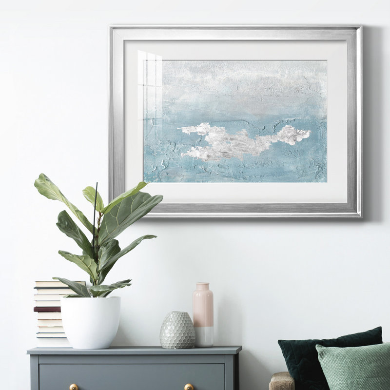 «Blue Mist I», reproduction encadrée de qualité supérieure - prête à être accrochée, H 22,5 po x l 30,5 po x P 1 po, Argent