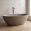 Baignoire autoportante à surface solide de 57 pouces avec trop-plein beige-132406505