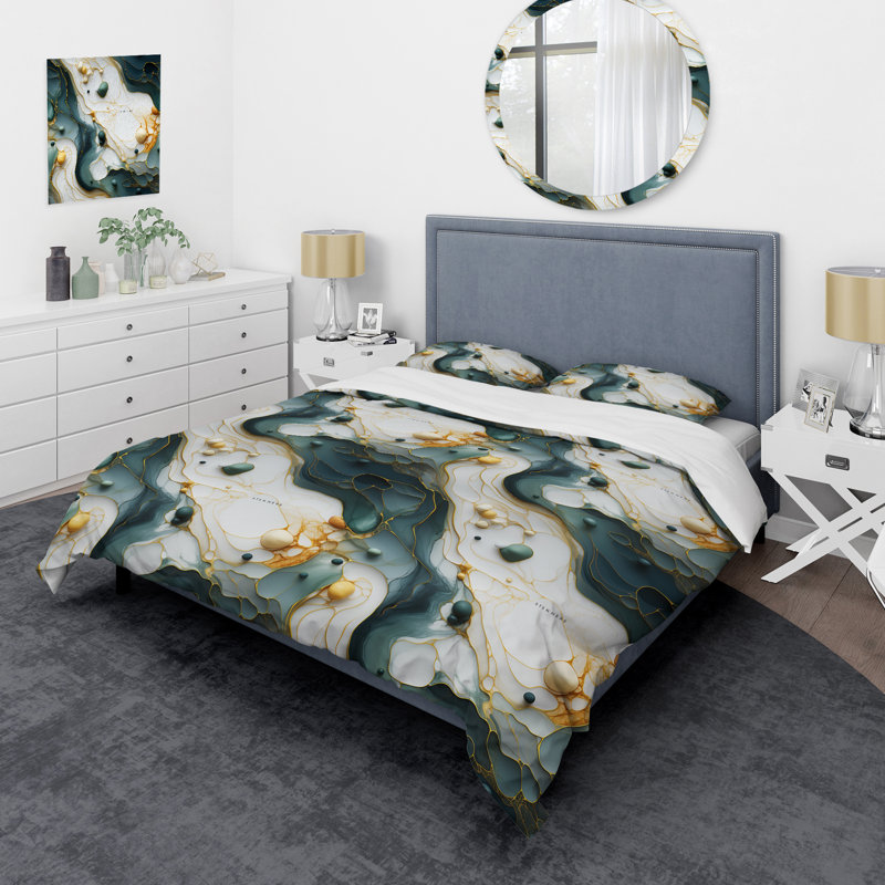 Ensemble de housse de couette en marbre Urban Retreat, Housse de couette simple + 1 taie décorative stan