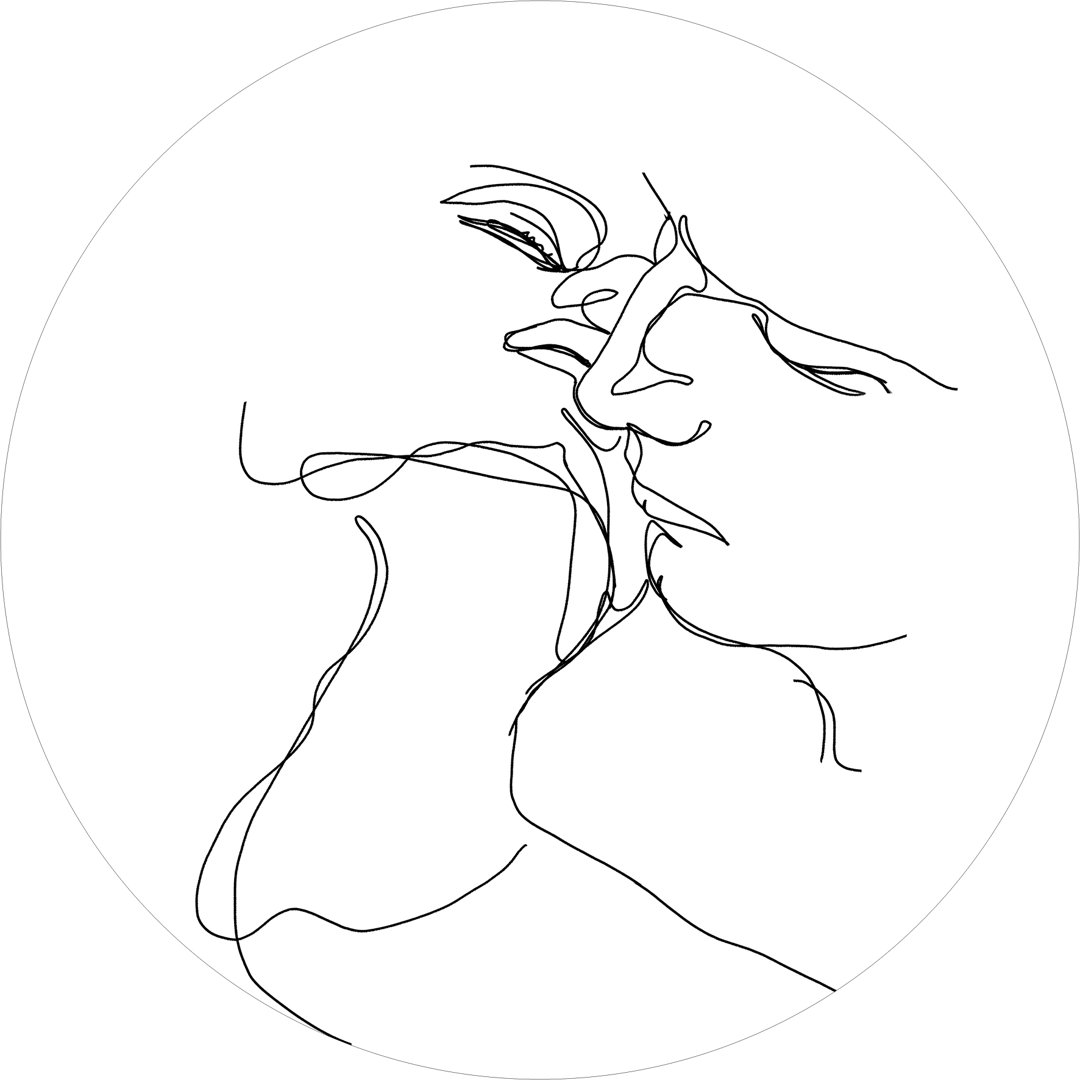 Line Art Couple – Druck ohne Rahmen auf Floatglas