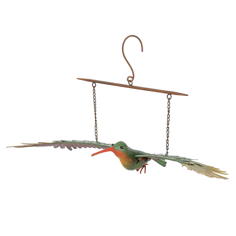 Décoration de colibri rustique suspendue en métal