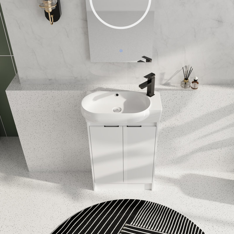 23'' Freestanding Single Bathroom Vanity With Ceramic Vanity Top, White