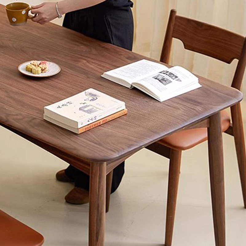 Alvida Walnut Solid Wood Dining Table, 31.49" W x 55.11" L