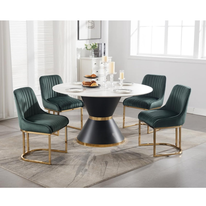 47cm H Velvet Upholstered Metal Accent, Green