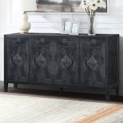 Beautifully Flower Door Handle Four Cabinet For Living Room With Intricately