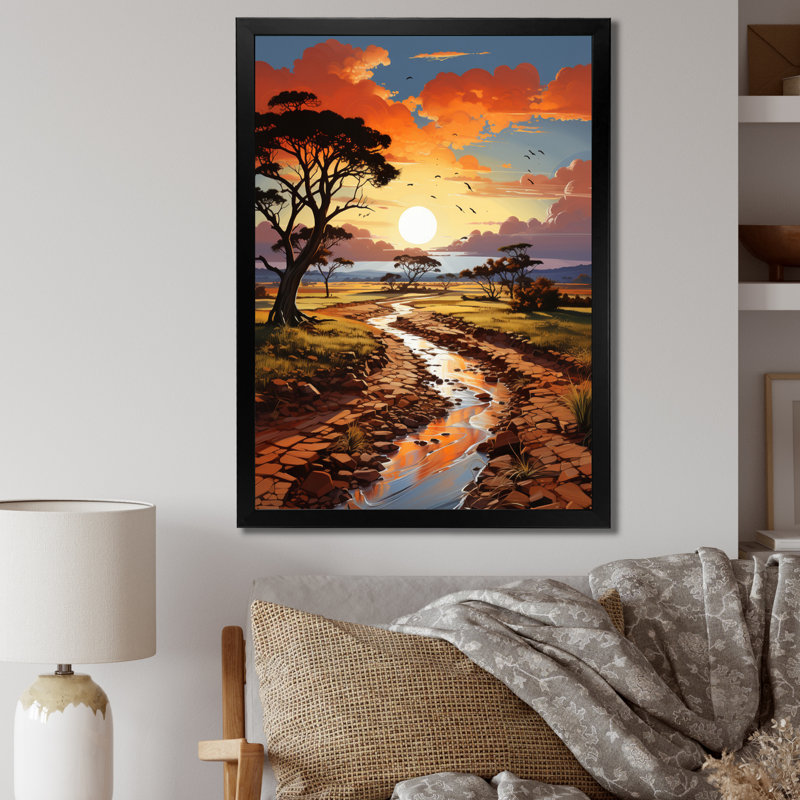 «Lennette Baobab Tree Landscape I», reproduction sur toile, Impression noire sur toile encadrée, H 32 po x l 16 po x P 1 po