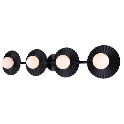 Payton 4 Light Vanity Matte Black With Opal Glass Shades