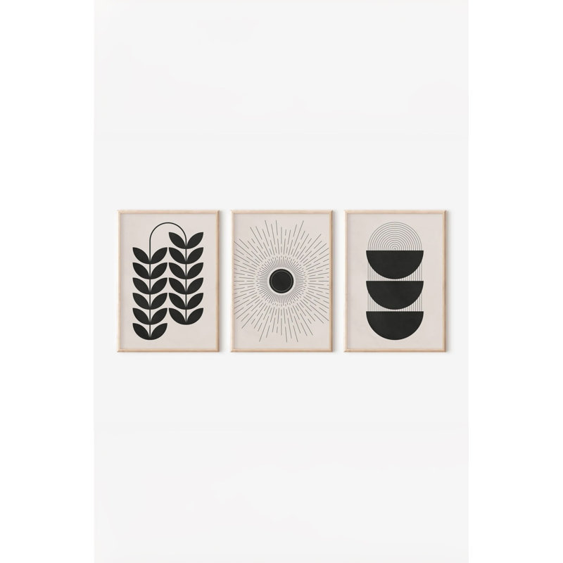 Ensemble de 3 peintures élégantes encadrées décoratives, 12,9 po x 18,9 po | Cadre 100% bois massif (épaisseur: 0,8 pouce), œuvre d'art 100% MDF | Impression numérique éclatante, parfaite pour la décoration de salon et de bureau
