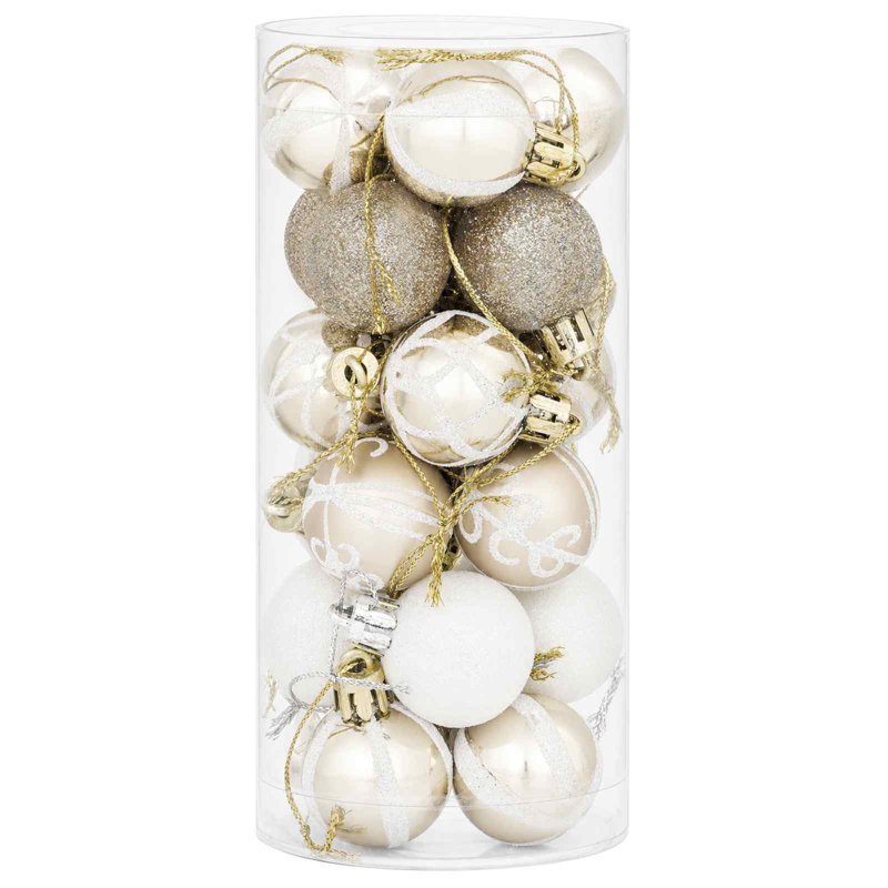 Christmas Ball Set Plastic Christmas Ball Ornaments, Champagne and White