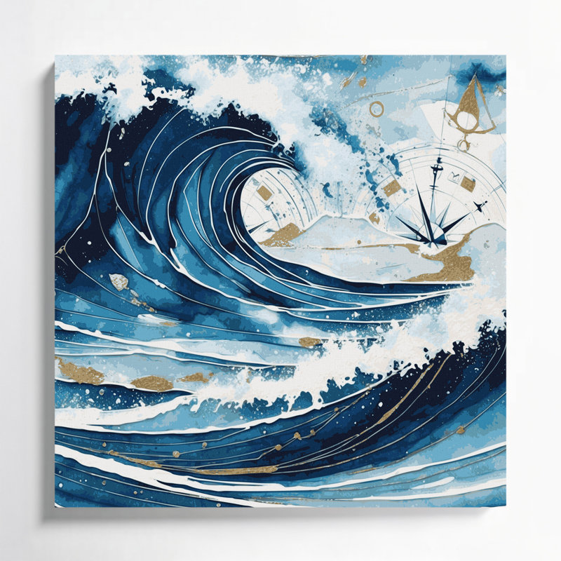 Art mural sur toile gris moderne Coastal, H 12 po x l 12 po