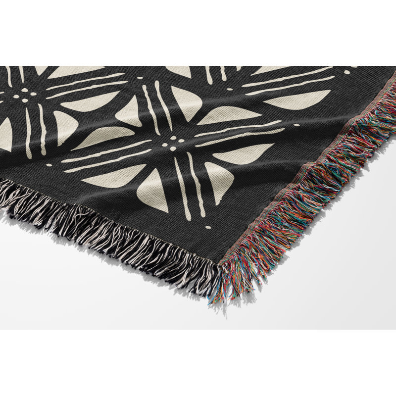 Couverture abstraite 100% coton, Noir / Beige, Simple