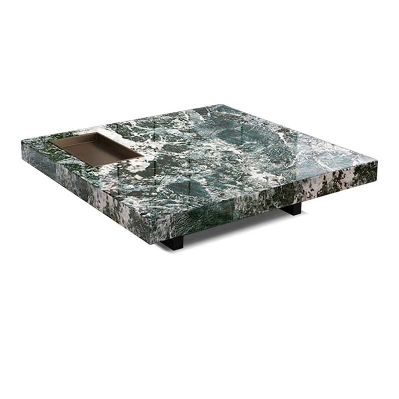 Table basse carrée en acier inoxydable, H 11,81 po x L 39,37 po x l 39,37 po