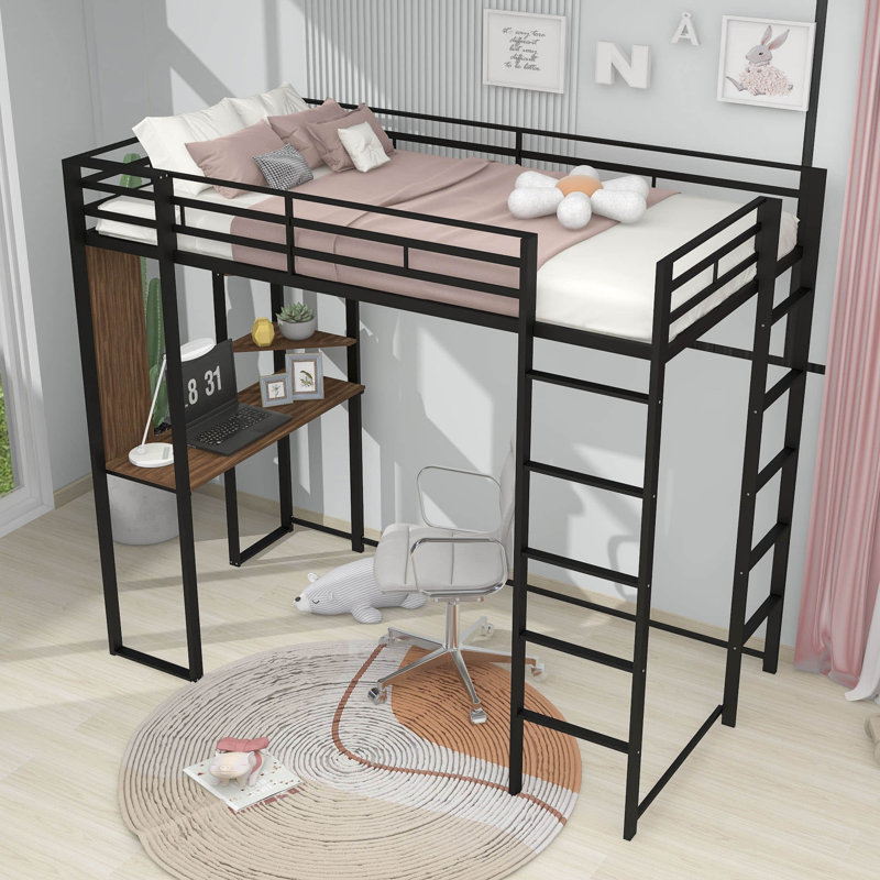 Langsa Kids Twin Loft Bed, Black