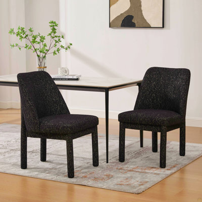21.46" Wide Dining Chair, Chenille Upholstered, Rubberwood Legs by One Allium Way