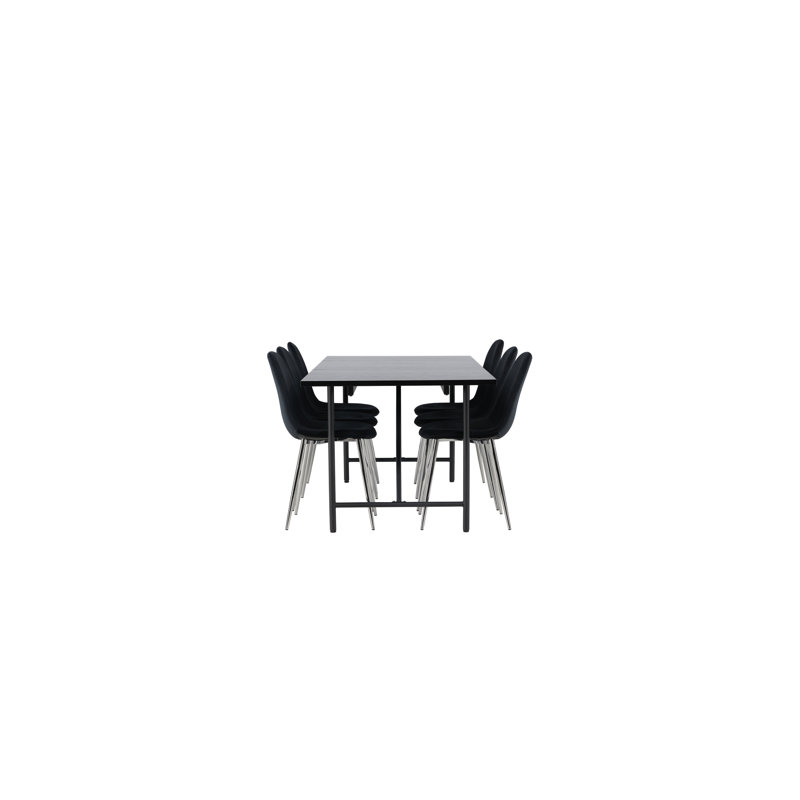Castellanos 6 - Person Dining Set, Black, Black