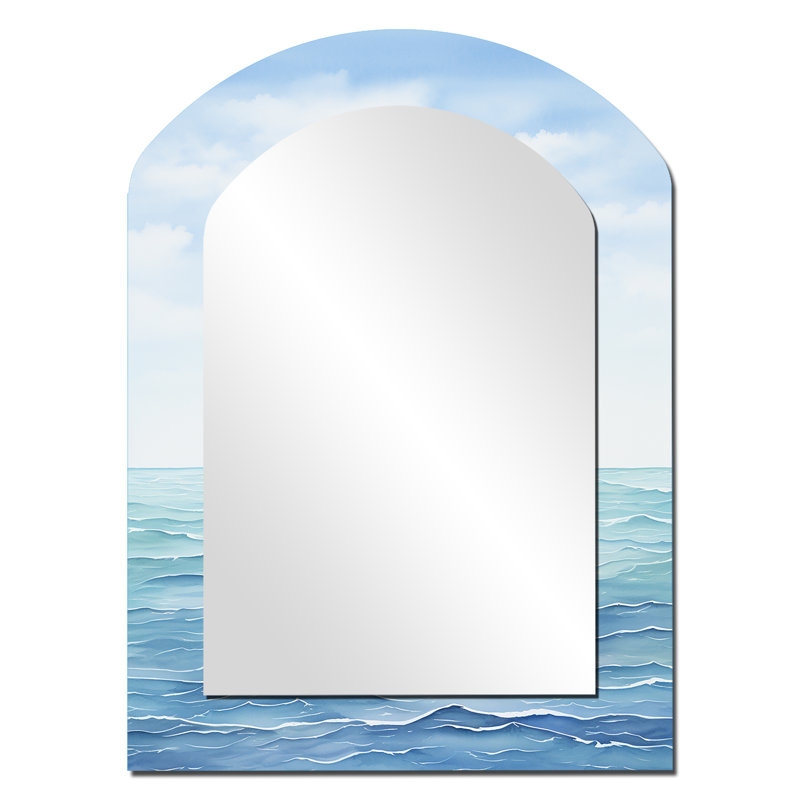 Oceans Infinity Dreamscape V - Miroir décoratif en arc abstrait sur métal, 34 po x 25 po