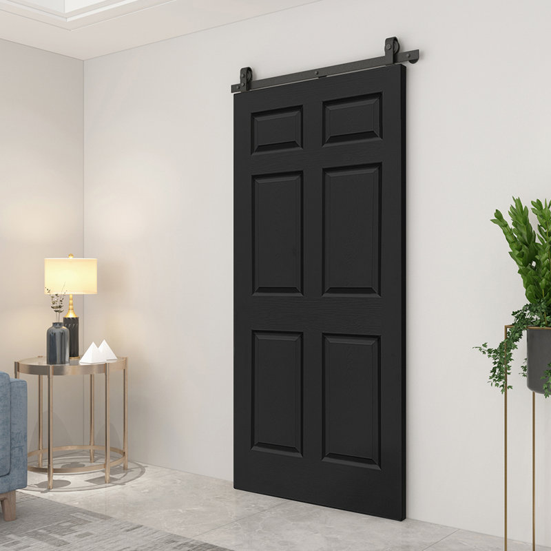 36 in. x 80 in. Black MDF Bi-Fold Barn Door with Hardware
