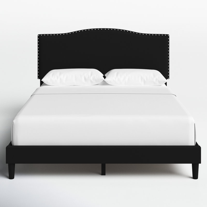 Arne Upholstered Platform Bed, Queen, Black