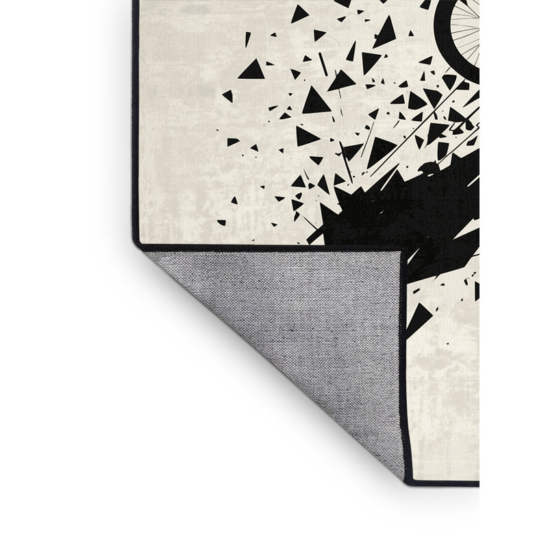 Tapis beige à motif géométrique moderne Bracondale Bmx Trick Jump lavable à la machine, 8 x 10