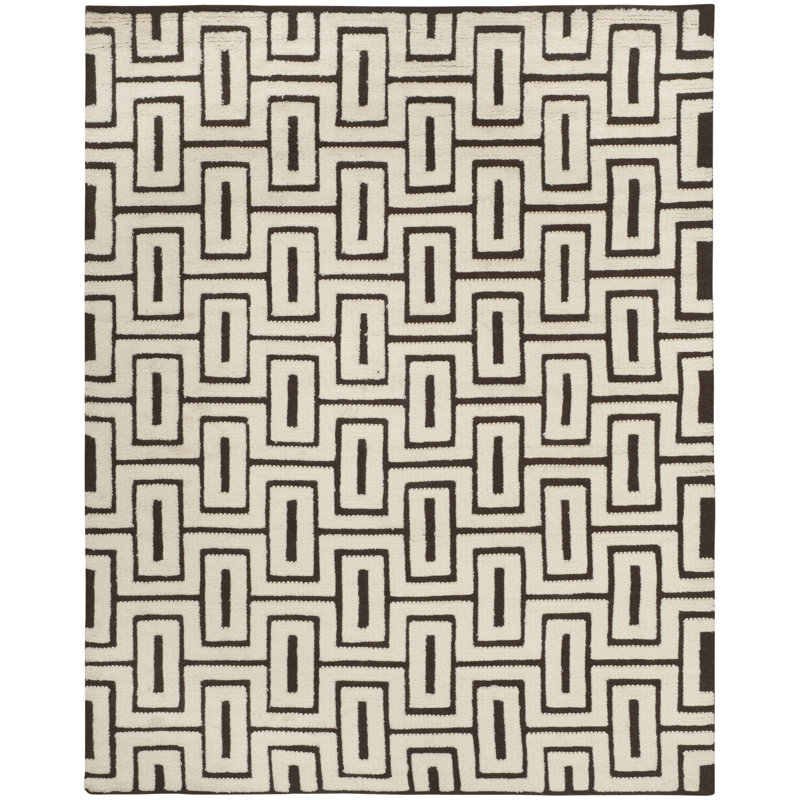 Jahn Geometric Wool Hand Woven Area Rug, Rectangle 152 x 244 cm