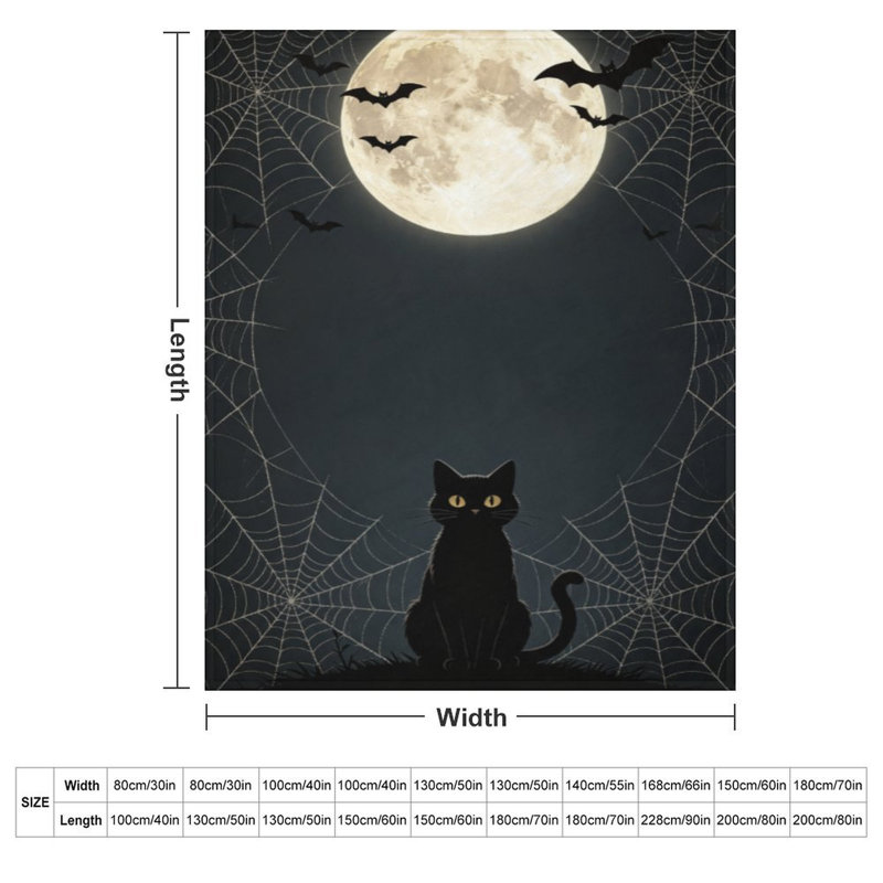 Jeté en flanelle de luxe Black Cat, 40 po x 50 po