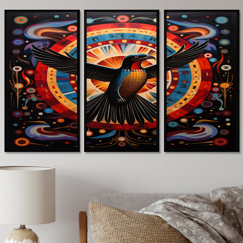 Charleena - ensemble d'impressions murales d'aigle, Cadre flottant noir, H 32 po x l 48 po x P 1 po