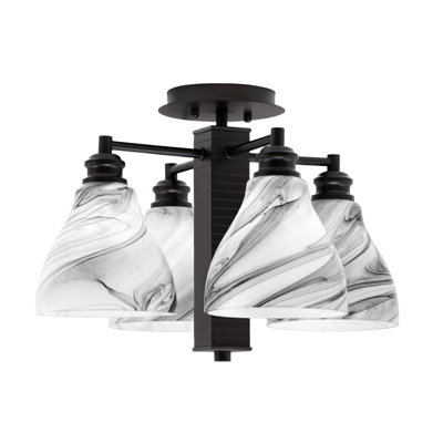 Edge 4 lumières semi-encastrées avec verre tourbillon onyx 6,25 po