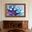 Purple and Teal Glowing Fractal Floral Patterns Canvas Wall Art-133549952