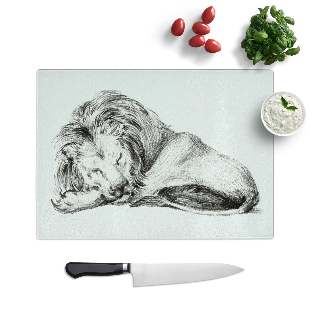 Tempered Glass Sleeping Lion by Jean Bernard Chopping Board