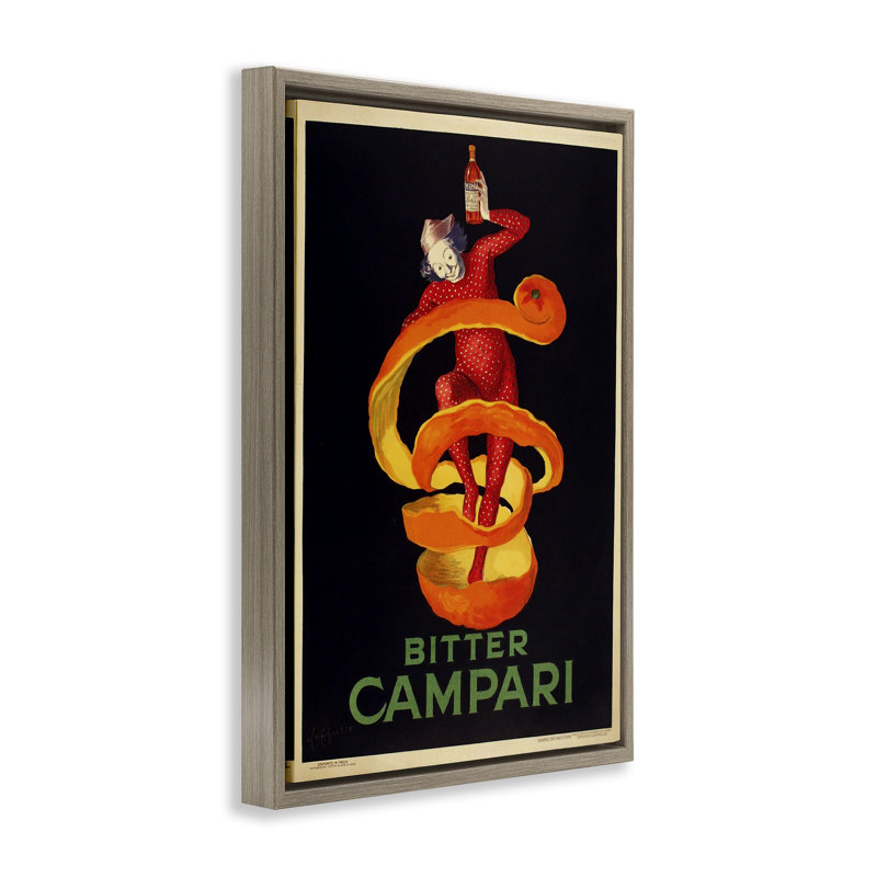 Cadre flottant «Bitter Campari» par Marcus Jules, H 31 po x l 21 po, Cadre flottant orme Montalcino