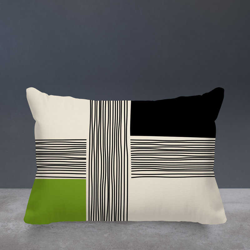 Cassie Abstract Spun Polyester Outdoor Reversible Throw Pillow, Chartreuse, 18"H x 25"W