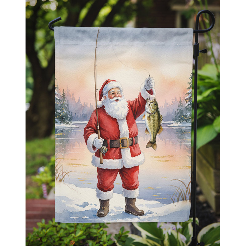 Drapeau de pêche du père Noël avec l'achigan à petite bouche, Taille du jardin