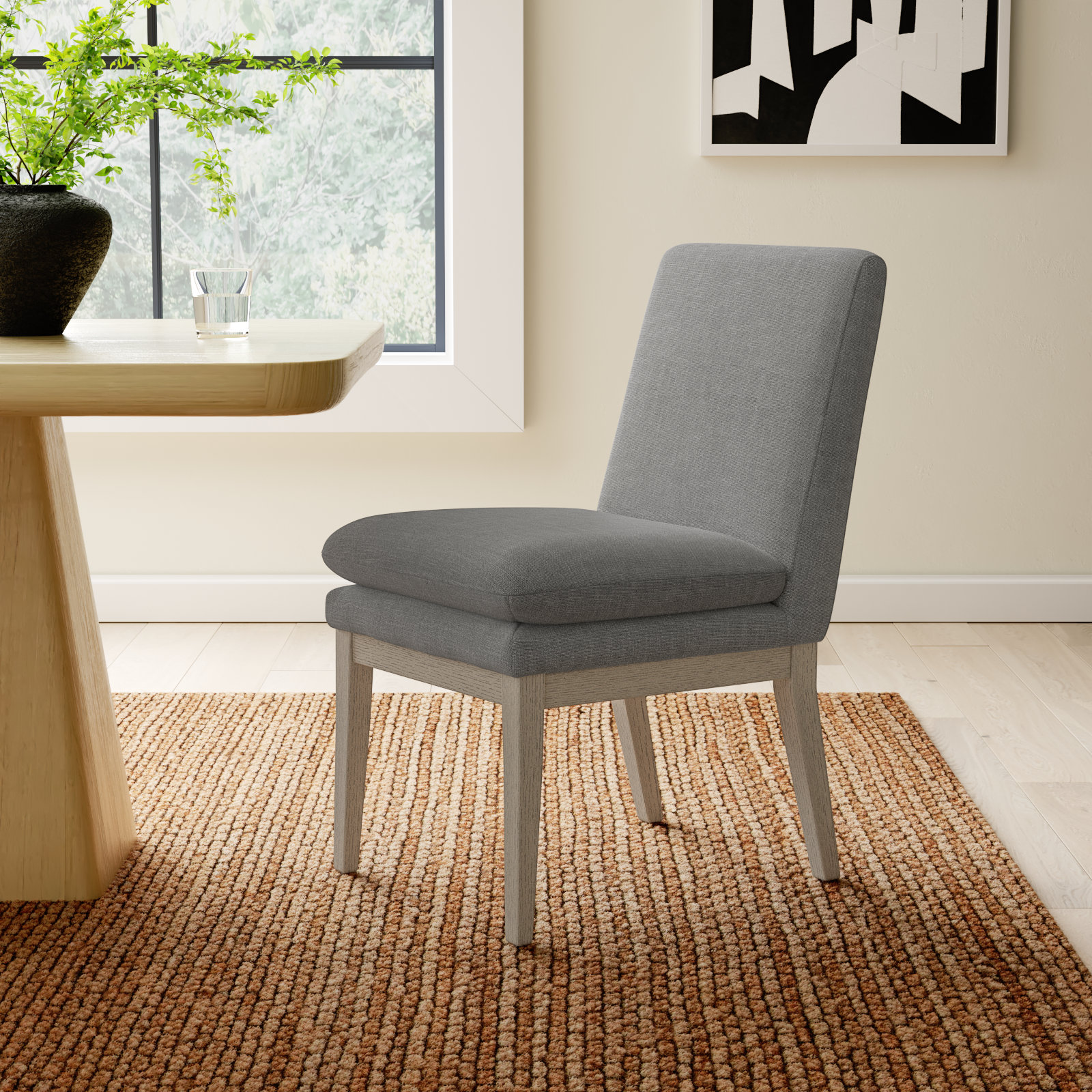 Bethea Oak Parsons Dining Chair, Effie Flint Performance Linen